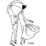 F8086 Art Deco Man and Lady with Umbrella